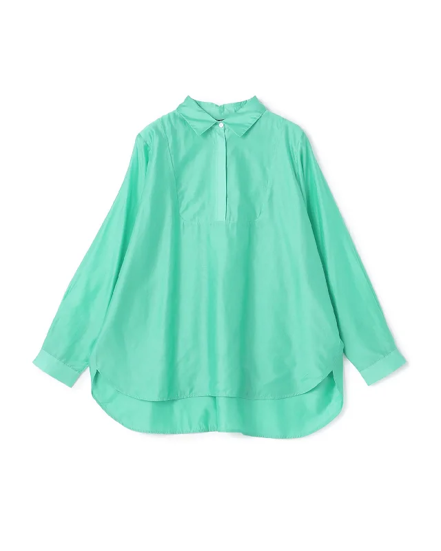 See Through Sleeve Tencel Blouse