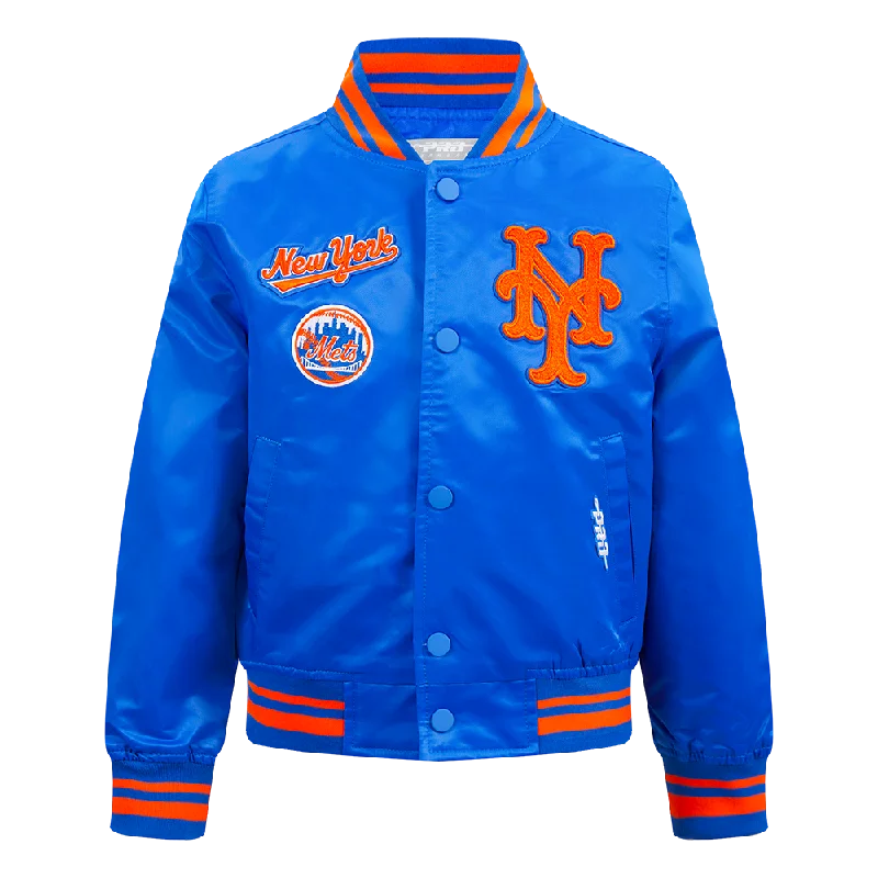 NEW YORK METS RETRO CLASSIC LITTLE BOYS RIB SATIN JACKET (ROYAL/ORANGE/ROYAL)