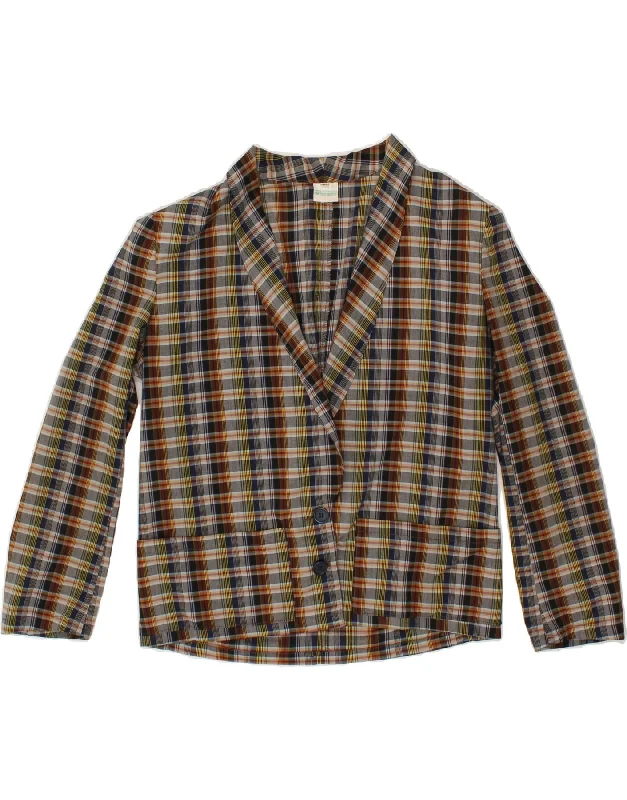 BENETTON Womens 2 Button Blazer Jacket IT 46 Large Multicoloured Check