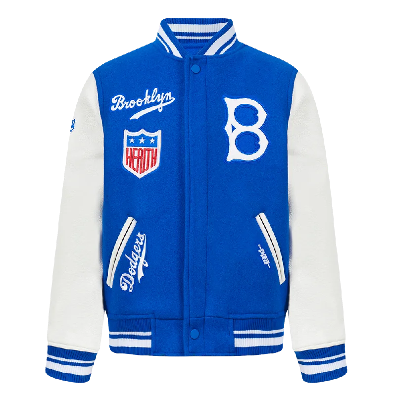 BROOKLYN DODGERS RETRO CLASSIC BIG BOYS RIB WOOL VARSITY JACKET (ROYAL BLUE/WHITE)