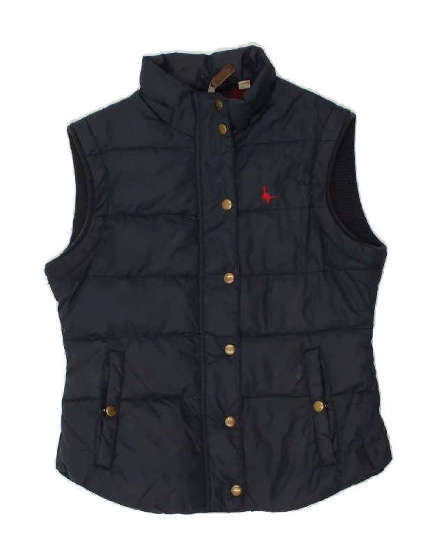 JACK WILLS Womens Padded Gilet UK 8 Small Navy Blue Polyester