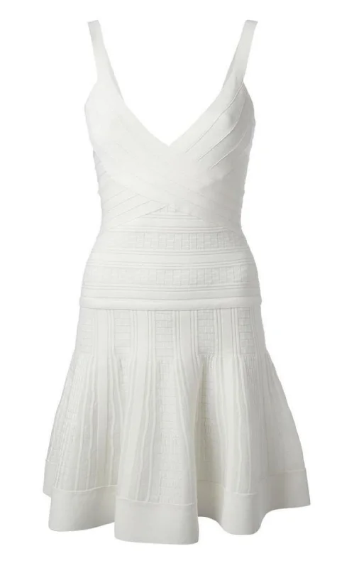 Thana Textured Jacquard Yarn White Dress