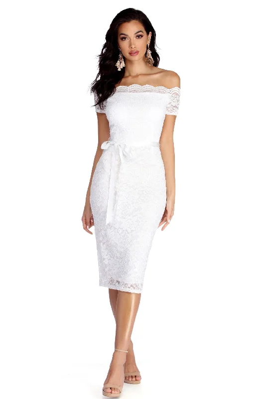 Faith Formal Stylish Midi Lace Dress