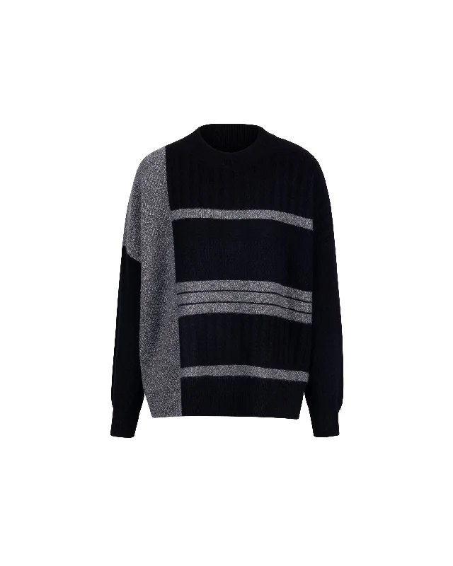 Cashmere Border Mix Cable Knit Top