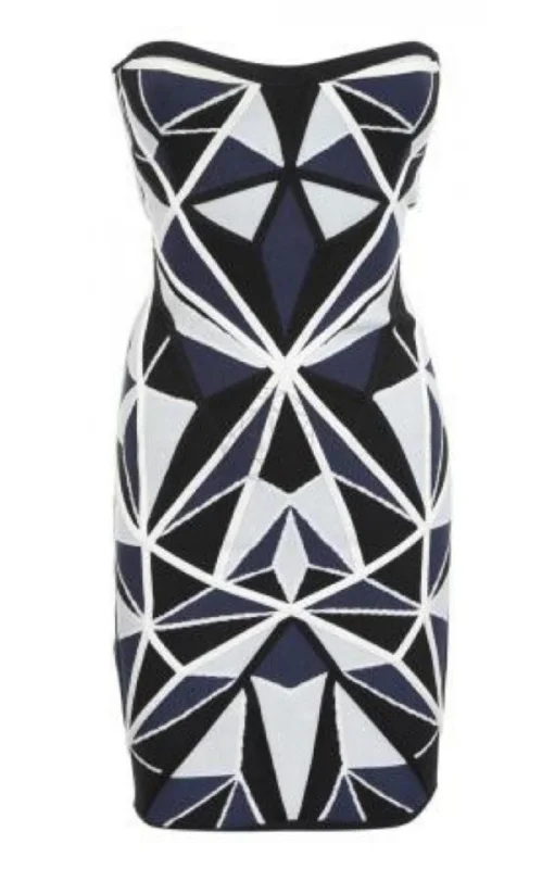 Jamari Geometric Patchwork Jacquard Dress