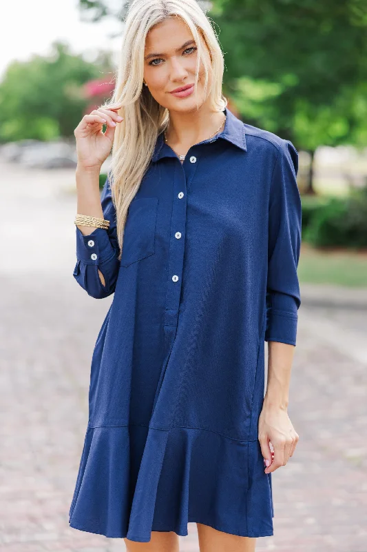 Share Your Story Navy Blue Shirt Dress