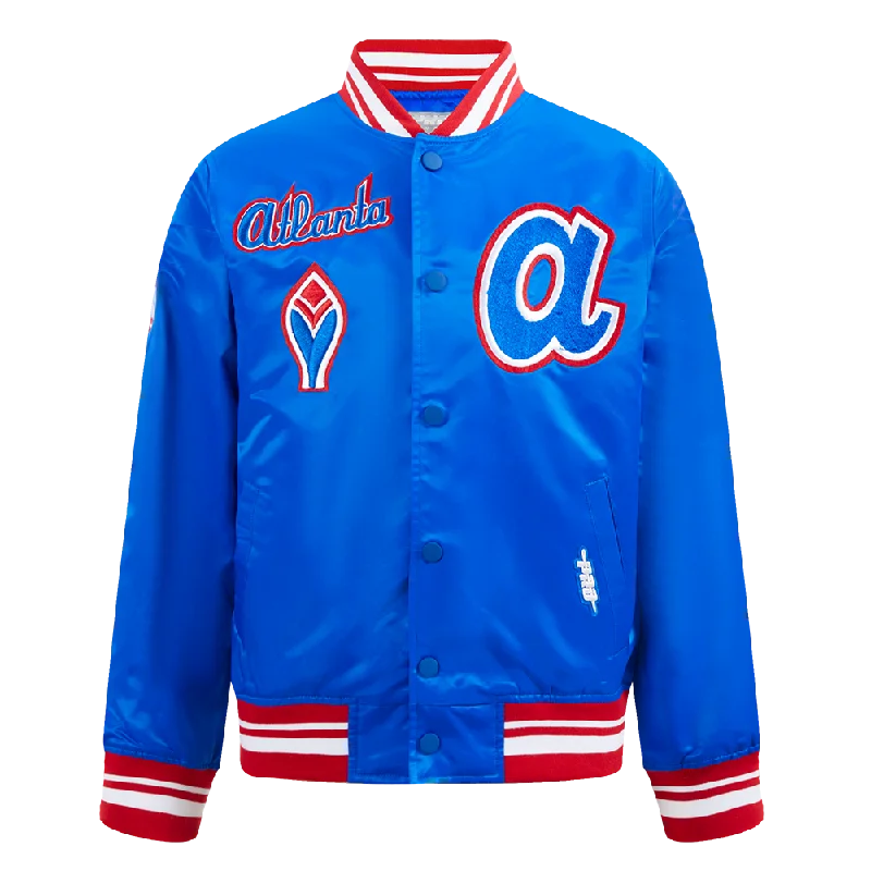 ATLANTA BRAVES RETRO CLASSIC LITTLE BOYS RIB SATIN JACKET (ROYAL BLUE/RED)