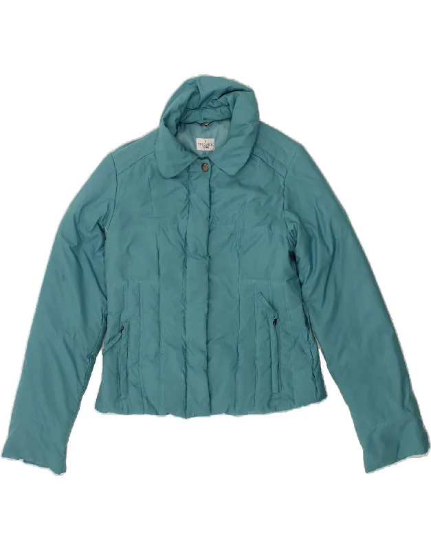 TRUSSARDI Womens Padded Jacket IT 42 Medium Turquoise Polyamide