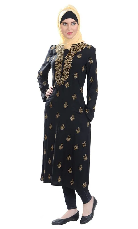 Traditional Embroidered Motifs Straight Cut Tunic