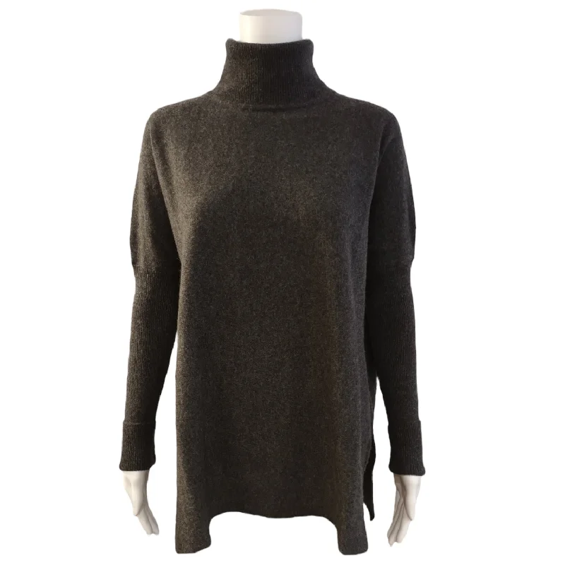 Roll Collar Cashmere Tunic in Charcoal Grey