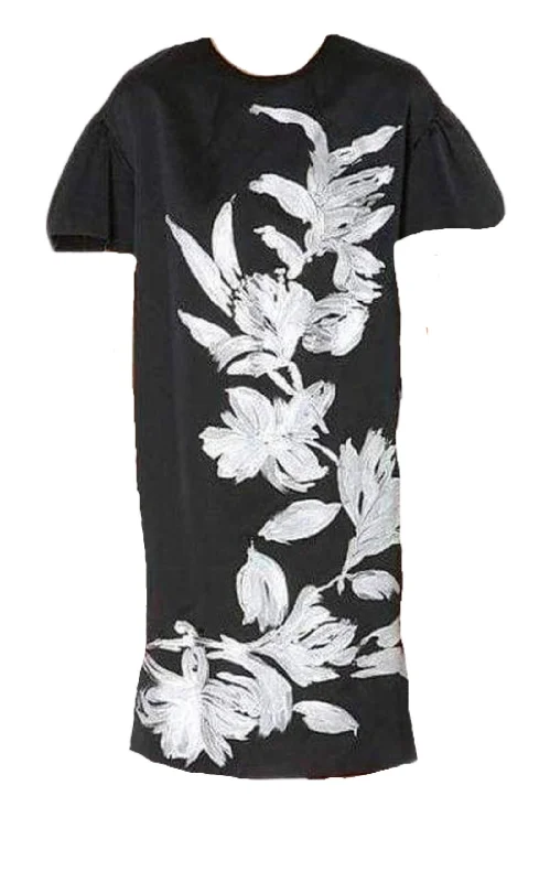 Floral Motif Silk Blend Dress