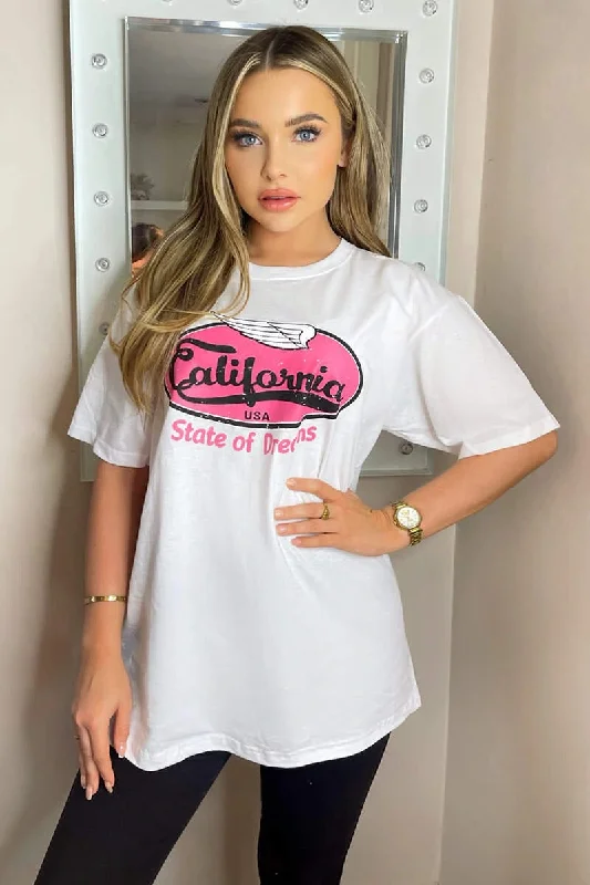 Tessie White California Printed T Shirt