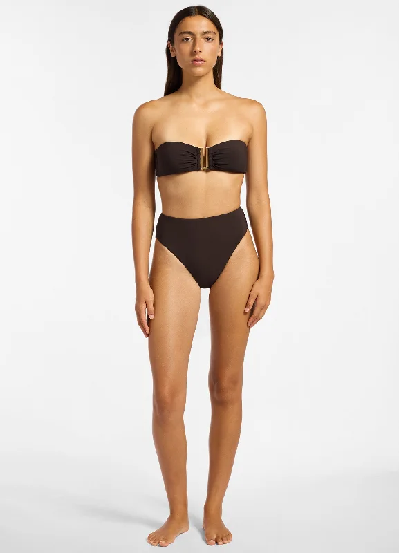 Jetset High Waisted Bikini Bottom - Chocolate