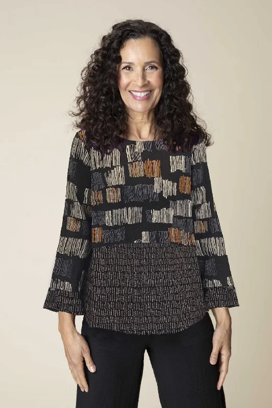 Habitat Fall/Winter Sale, 35018 Side Button Tunic Mix, Black 50% Off Regular Price