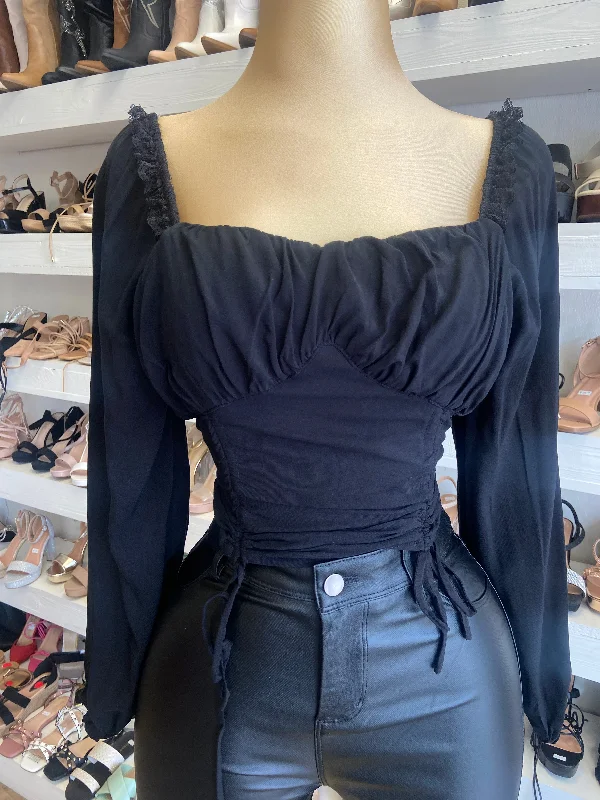 Black Ruched Blouse