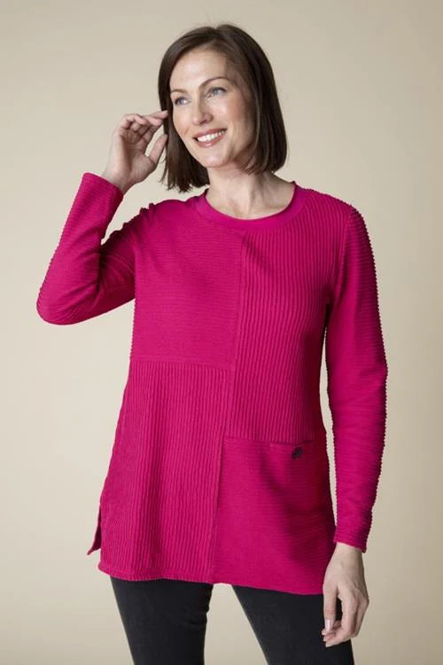 Habitat Fall/Winter Sale, 16011 Seamed Pocket Tunic, Merlot 50% Off Regular Price