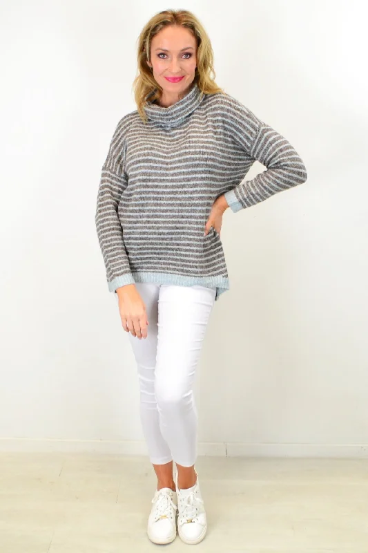 Blue Cross My Heart Cosy High Neck Tunic Jumper