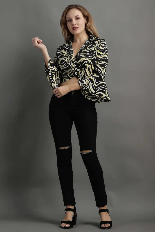 Abstract Printed Front Knot Top