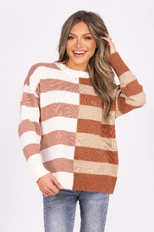 Right Down The Middle Women's Two Tone Color Block Sweater