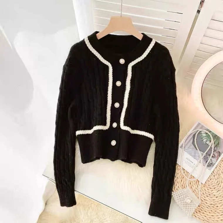 New style, small sweet socialite wind, temperament, slim short, twist sweater, coat cardigan  1450