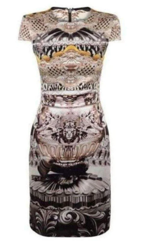 Ebony Scroll Print Silk Dress